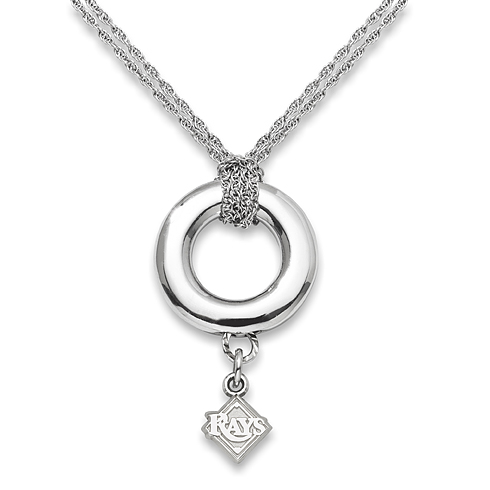 Sterling Silver 16in Tampa Bay Rays Halo Necklace