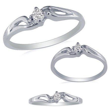 Bypass Open Shank Diamond Promise Ring - 10k White Gold