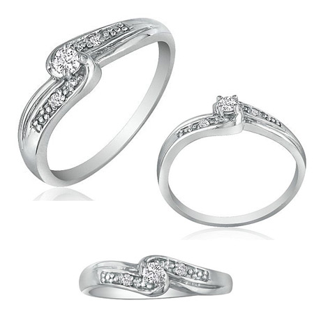 1/10ct Diamond Promise Ring 10k White Gold