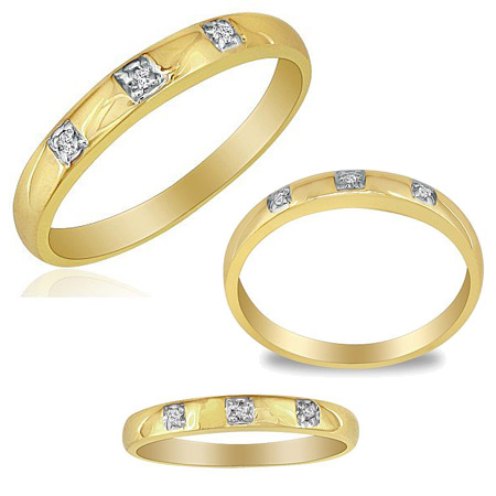 Three Diamond Promise Ring in 10k Yellow Gold