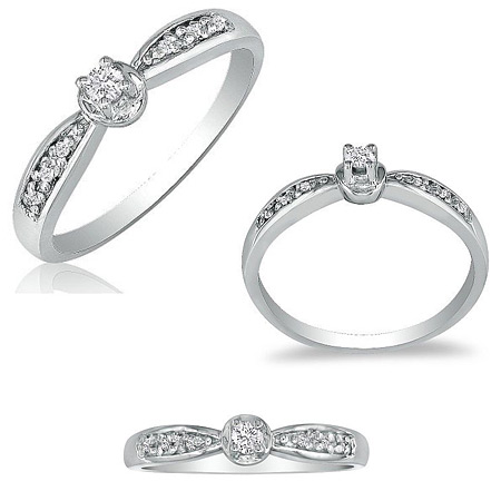 Mini Diamond Engagement Ring in 10k White Gold