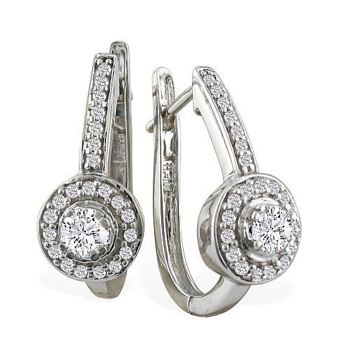 2/5ct Diamond Hoop Earrings - 14k White Gold