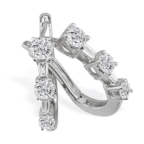 1/2ct Baguette & Round Diamond Earrings
