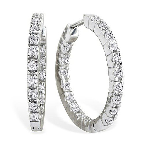 1/2ct Inside Out Diamond Hoop Earrings - 14k White Gold