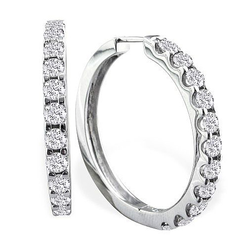1/4ct Diamond Hoop Earrings - 14k White Gold