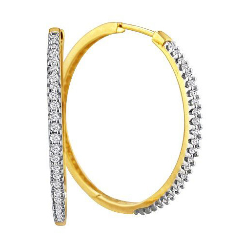 1/2ct Diamond Hoop Earrings - 10k Yellow Gold