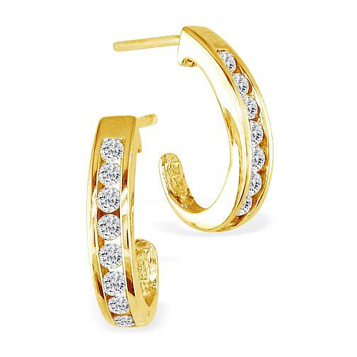 1/4ct Diamond Hoop Earrings - 10k Yellow Gold