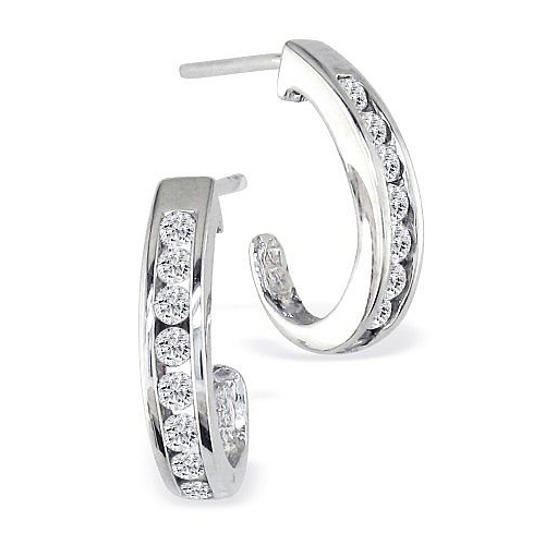 1/4ct Diamond Hoop Earrings - 14k White Gold