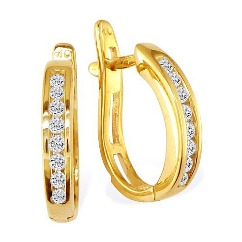 1/4ct Flip-Back Huggy Diamond Earrings - 10k Yellow Gold