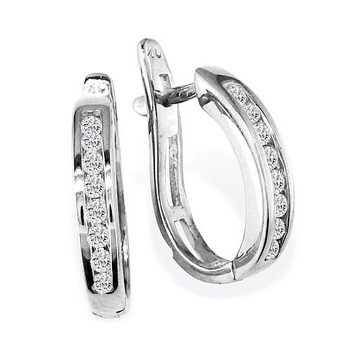 1/4ct Flip-Back Huggy Diamond Earrings - 10k White Gold
