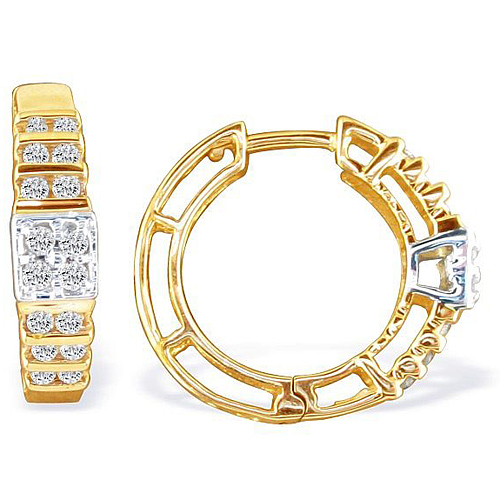 1/4ct Huggy Style Diamond Earrings - 10k Yellow Gold