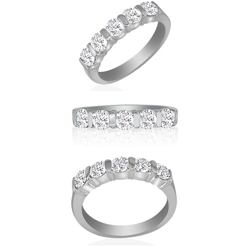 1 1/4 CT TW Five-Stone Bar Diamond Ring