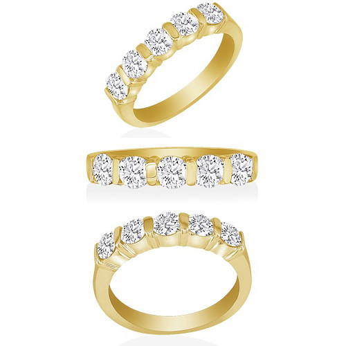 1 1/4 CT TW Five-Stone Bar Diamond Ring