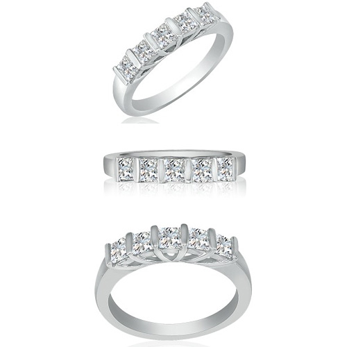 1 1/4 CT TW Five-Stone Bar Diamond Ring