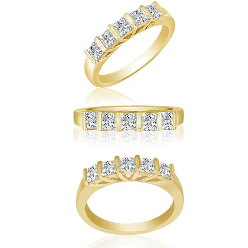 1 1/4 CT TW Five-Stone Bar Diamond Ring