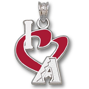 Sterling Silver 3/4in I Love Diamondbacks Enamel Pendant