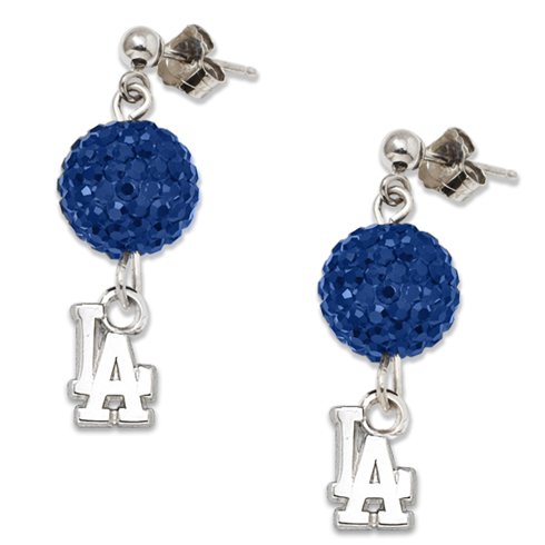 Sterling Silver Los Angeles Dodgers Crystal Ovation Earrings