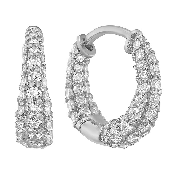 14k White Gold Triple Row .56 ct tw Diamond Hoop Earrings