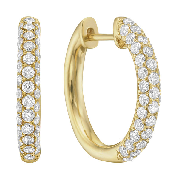 14k Yellow Gold 1 ct tw Diamond Hoop Earrings
