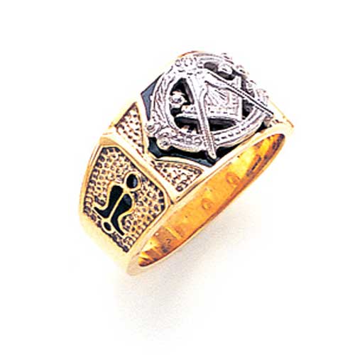 14kt Yellow Gold Masonic Ring with Pebble Texture