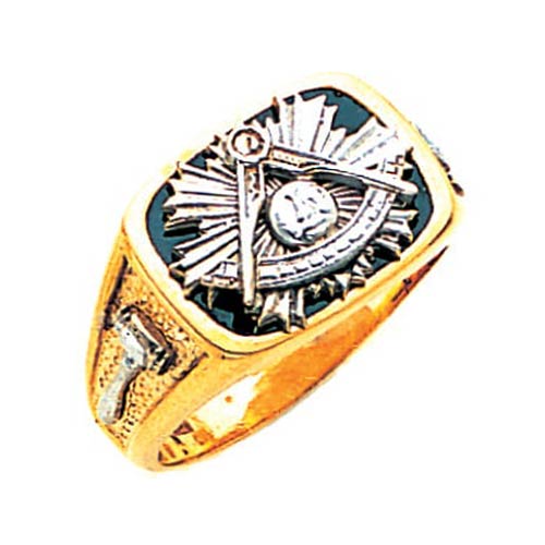 10k Yellow Gold Past Master Mason Ring With Black Onyx