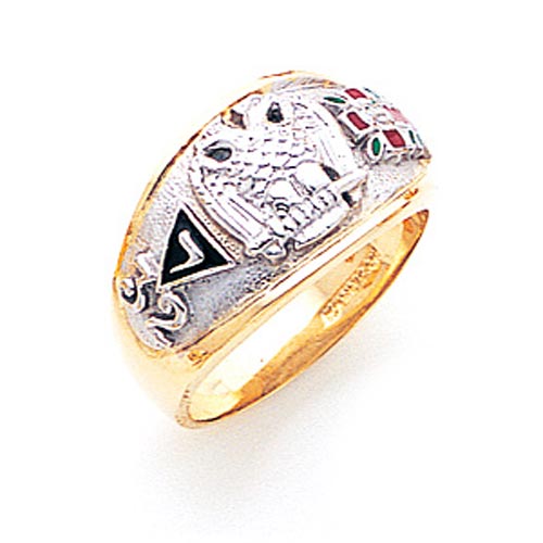 Scottish Rite Ring with Concave Back 10k Two-tone Gold GLC671SR10K