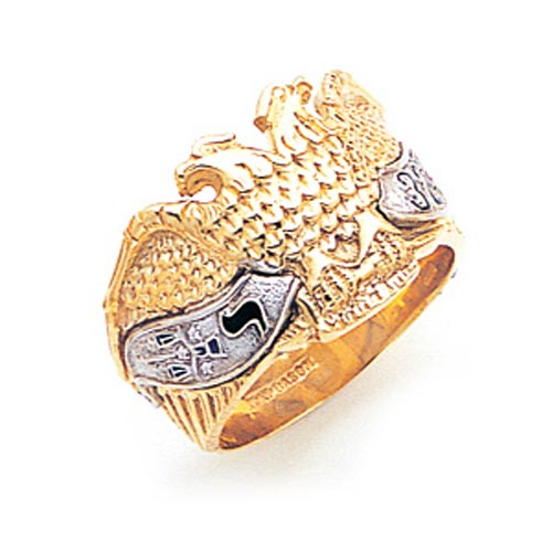 14k Two-tone Gold Jumbo Scottish Rite Ring with Tiny Emblems GLC678SR14K