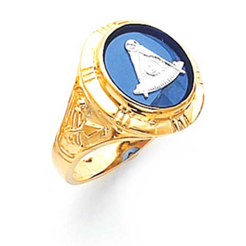 10kt Yellow Gold Past Master Mason Ring with Tapered Shank