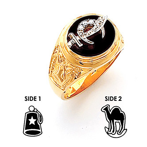 10kt Yellow Gold Diamond Shrine Ring with Black Onyx