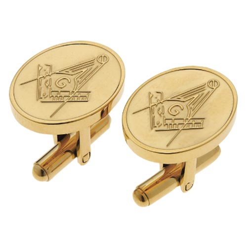 Gold-Plated Mixed Metal Oval Masonic Cuff Links