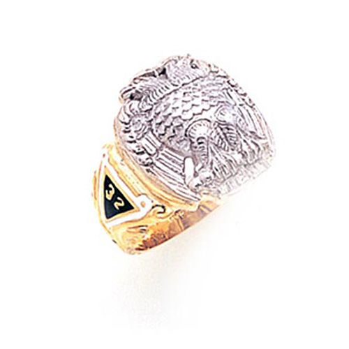 14k Two-tone Gold Jumbo Scottish Rite Ring with Open Back MAS2032SR