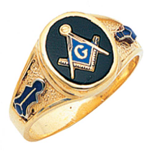 10kt Yellow Gold Designer Oval Masonic Ring