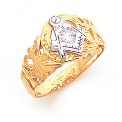 10kt Two Tone Gold Blue Lodge Ring