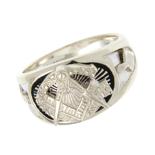 Sterling Silver Antiqued Masonic Ring with Oversize G