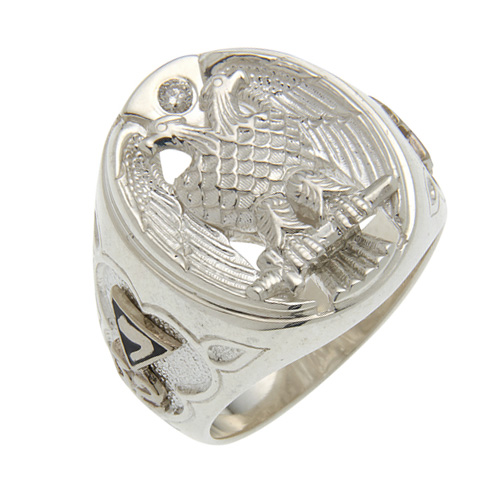 Sterling Silver Jumbo Scottish Rite Ring with CZ