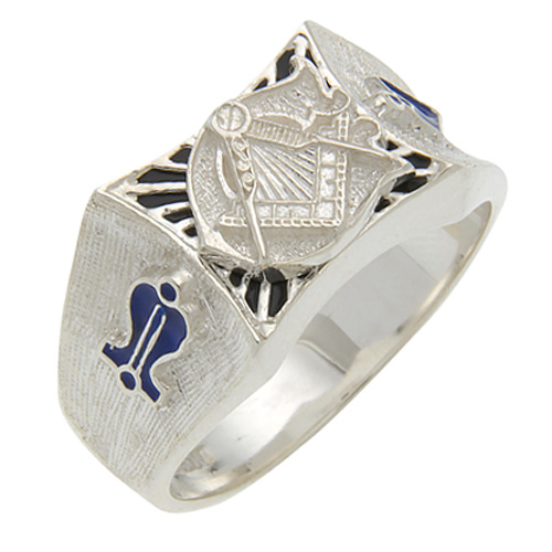 Sterling Silver Masonic Ring with Curved Top and Concave Sides