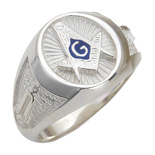 Sterling Silver Oval Masonic Starburst Ring