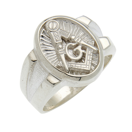 Sterling Silver Masonic Ring with Oval Signet Top
