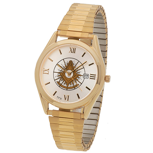 Gold-tone Bulova TFX Past Master Mason Watch with Expandable Bracelet