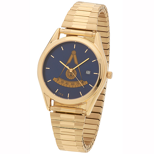 Gold-tone Bulova Scottish Past Master Blue Watch Expandable Bracelet