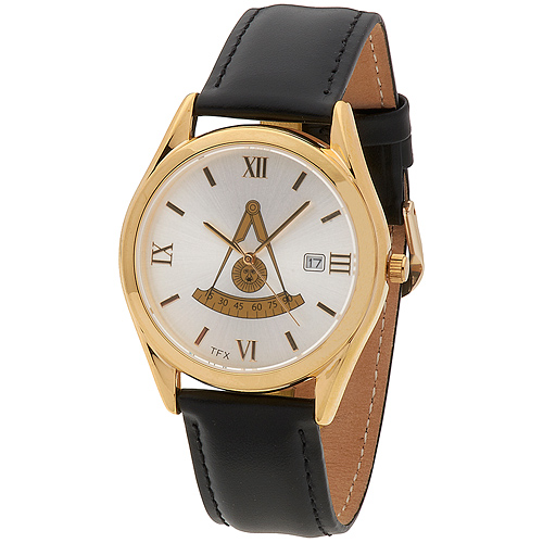 Bulova Gold-tone Scottish Past Master Watch Black Leather Strap
