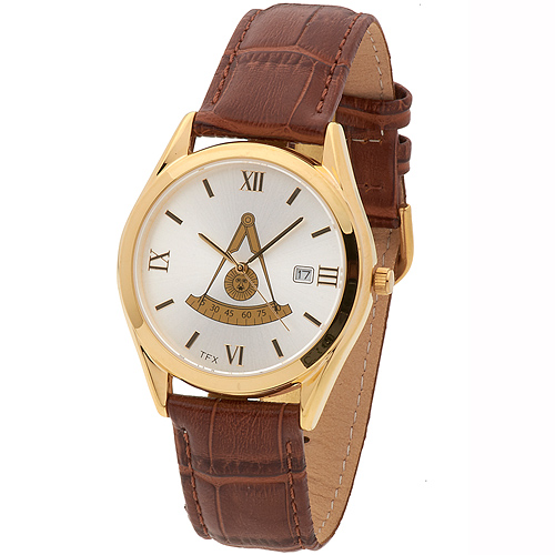 Bulova Gold-tone Scottish Past Master Watch with Cognac Leather Strap