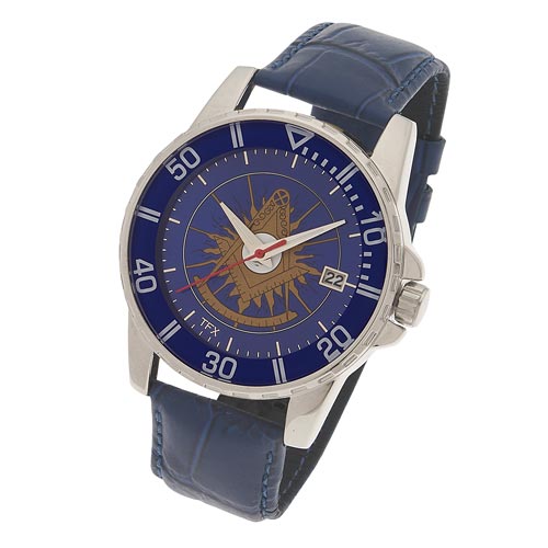 Bulova 44mm Past Master Sport Watch Blue Dial with Blue Leather Strap