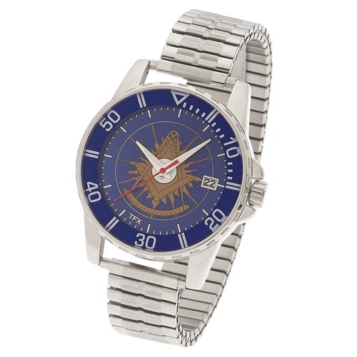 Bulova 44mm Past Master Sport Watch Blue Dial with Expandable Bracelet