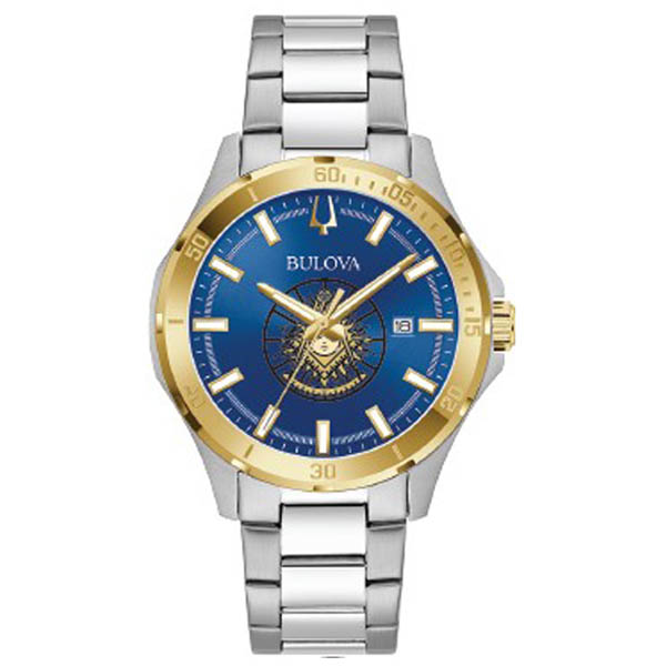 Bulova 41mm Past Master Wacth Blue Dial Two Tone with Steel Bracelet