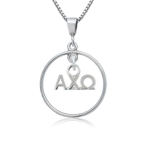 Sterling Silver 16in Alpha Chi Omega Open Drop Necklace