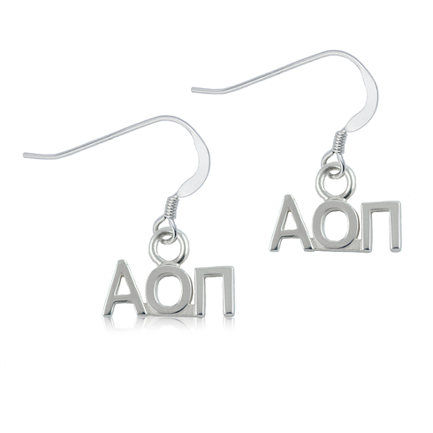 Sterling Silver Alpha Omicron Pi Dangle Earrings