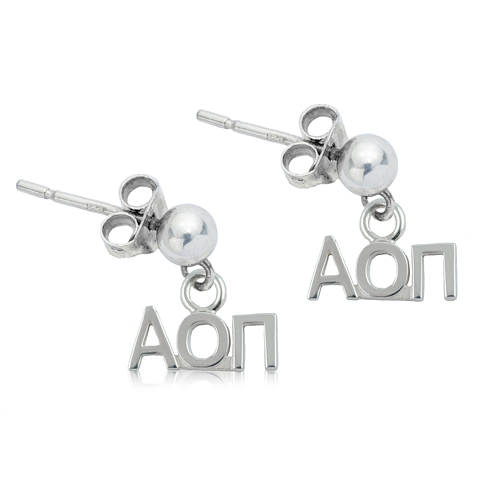 Sterling Silver Alpha Omicron Pi Post Earrings