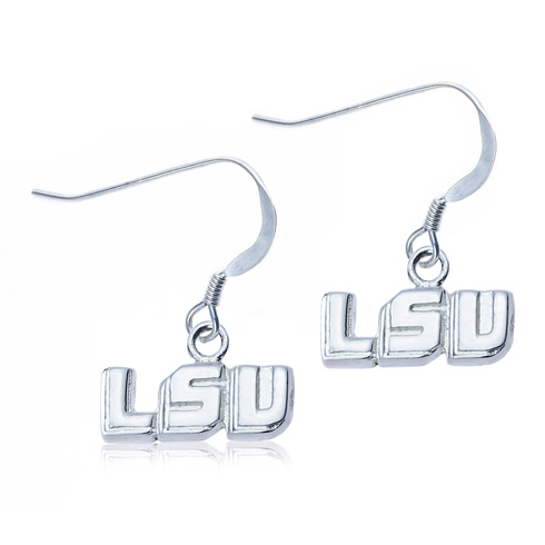 Sterling Silver LSU Dangle Earrings