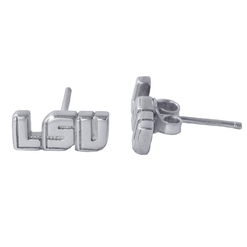 Sterling Silver LSU Post Earrings